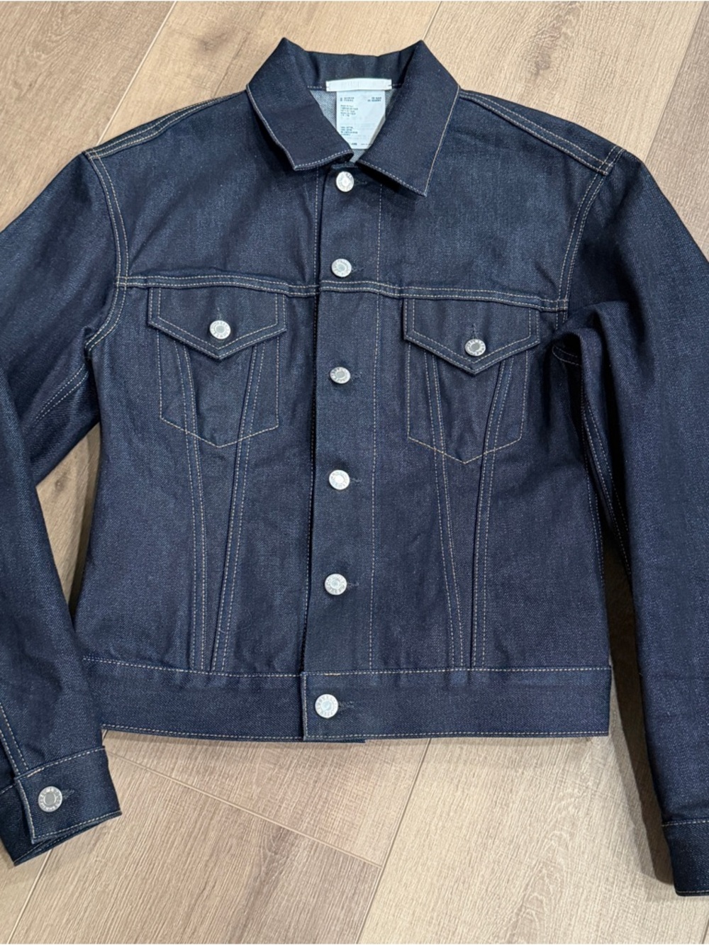 HELMUT LANG Women Denim Jacket Dark Wash Indigo Trucker Italy Chest 35” HLW37811